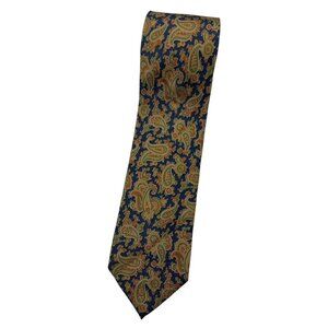 FUMAGALLI Men's 100% Silk Necktie LUXURY Tie XL Blue Beige Paisley W:3.6" EUC
